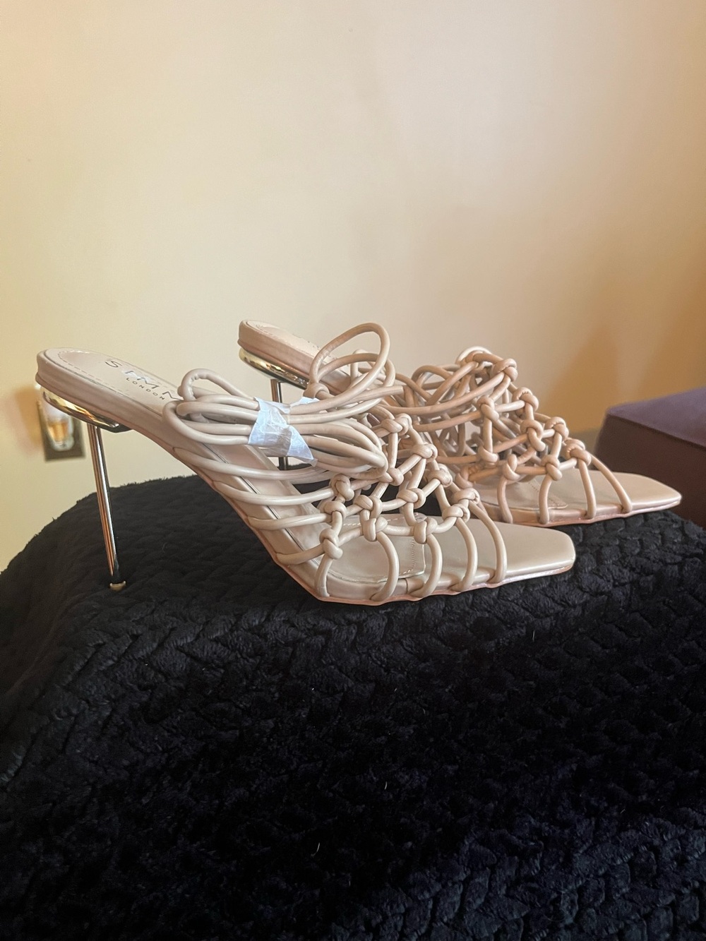 Nude Knotted Strappy Stiletto Heels